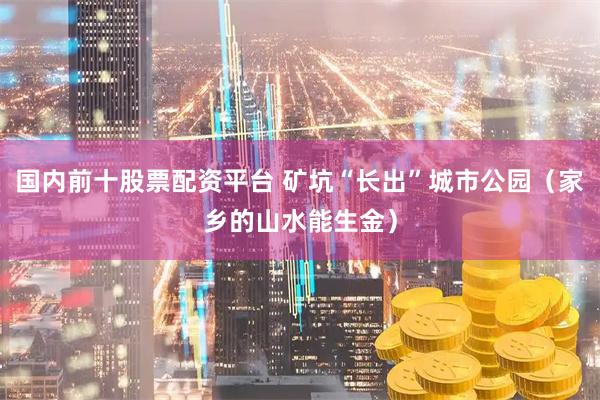国内前十股票配资平台 矿坑“长出”城市公园（家乡的山水能生金）